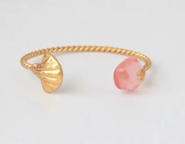 🆕 AUTHENTIC TORY BURCH Pink Twisted Shell Cuff Bracelet-NEW WITH POUCH!
