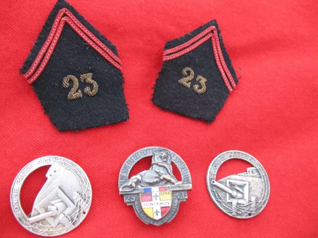 insigne 23 RIF Maginot béret  et tissu 23° régiment infanterie ancien