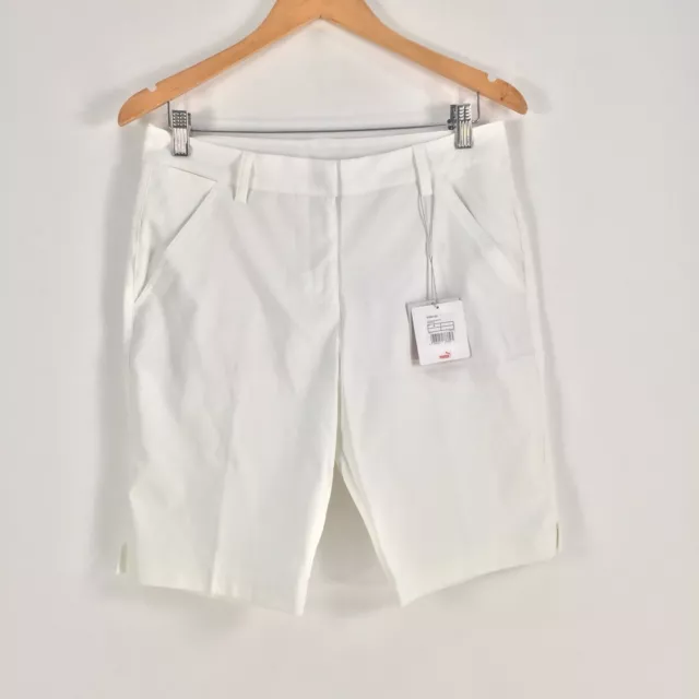 NEW Puma womens bermuda golf chino shorts size US 6 AUS 10 white zip fly 046534