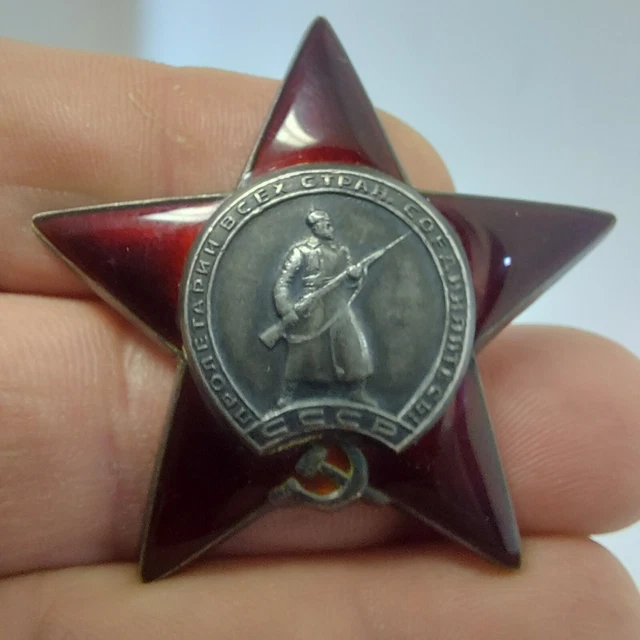Ussr Order Red Star Medal Badge Russia Vintage Soviet Silver Original :2 236 295