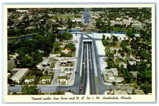 c1960's Aerial View Las Olas Boulevard Fort Lauderdale FL Unposted Cars Postcard