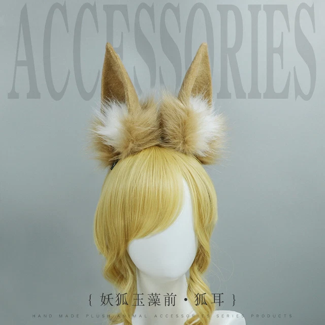 Women Girl Lolita Simulated Animal Ears Headdress Demon female fox Ear Halloween