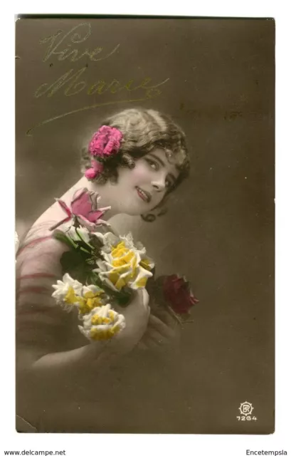 CPA-Carte postale -Belgique - Fantaisie - Femme - Fleur - Vive Marie - 1921