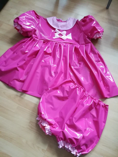 adult-baby-set-kleid-windelhose-gummihose-sissy-pvc-lack-diaper-plastik