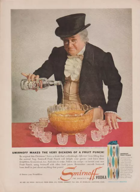 1959 Smirnoff Vodka - Actor Cliff Arquette "Charley Weaver" - Print Ad Photo