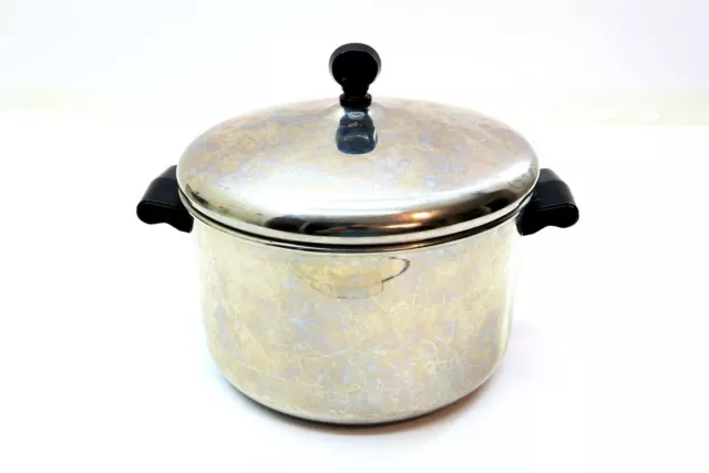 Vintage FARBERWARE 4 Qt Stock Pot with Lid ~ J7 Stainless Steel