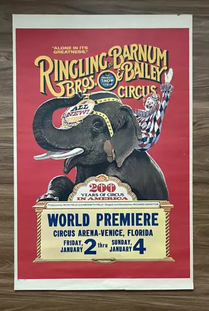 RINGLING BROS Barnum Bailey Circus Venice Florida Original Promo Poster Ad 1976