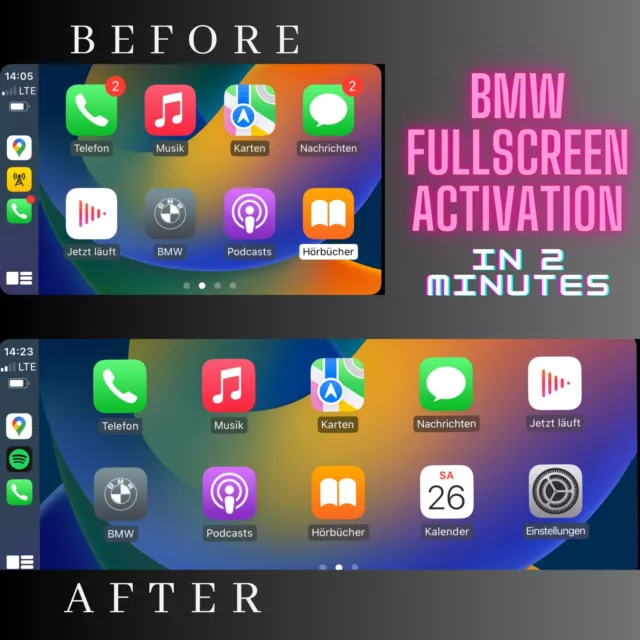 BMW X5, X6 Apple CarPlay Vollbild Codierung, Splittscreen zu Fullscreen