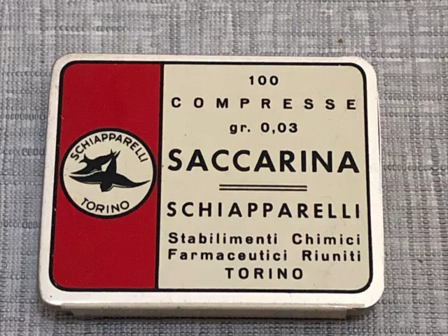 Pubblicità: Scatolina Compresse Di Saccarina Schiapparelli-Vuota-Anni ‘10