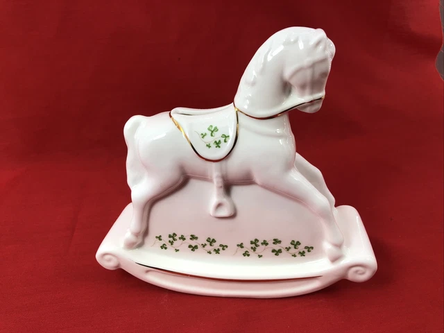 Galway  Ireland Rocking Horse Bank Royal Tara China Shamrock  Gold Trim 7” VTG