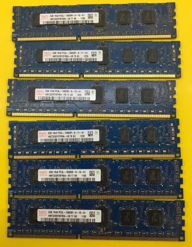 6x 2GB 12GB original Arbeitsspeicher Hynix DDR3 PC3L-10600R für Dell T3500 T5500