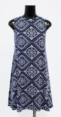 Fortune + Ivy Women's Madia Brushed Knit Paisley Dress RH7 Blue Size XS NWT