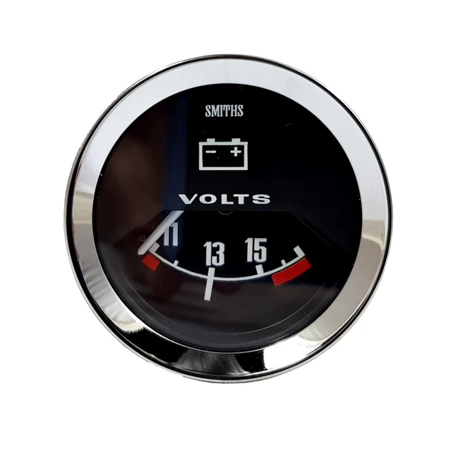 SMITHS CLASSIC CAR 52mm Electrical 1015 Voltmeter Gauge In Black