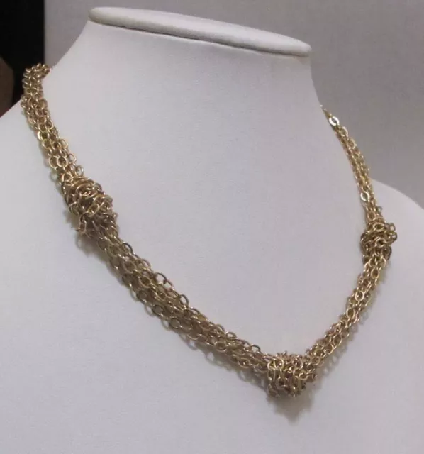 K. AMATO 5-Strand Gold-Filled Oval Link Chain Necklace 3 Knots as Stations 2