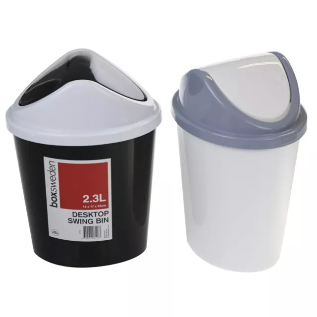 2.3L Colored Plastic Bin w Swing Lid Desktop Rubbish Waste Trash Can Home Office