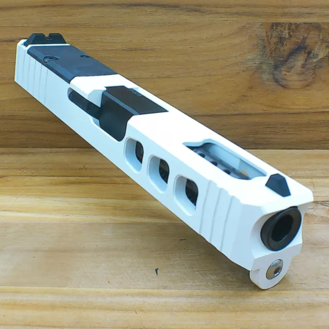 Glock 19 Complete Slide gen3 WHITE RMR Top Port Lightning PORTED Black Barrel