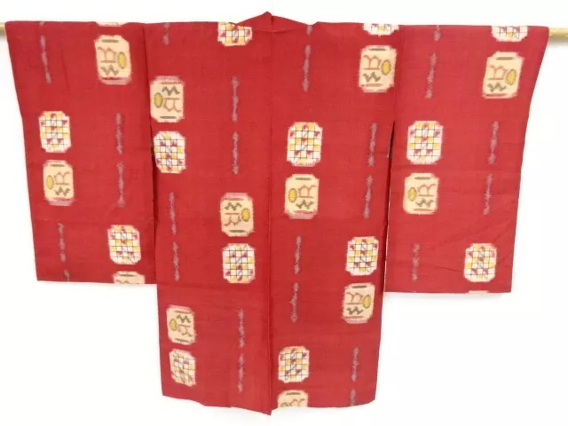 79632# Japanese Kimono / Antique Haori / Meisen / Woven Abstract