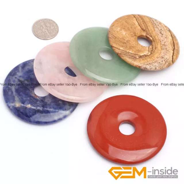 Natural 50mm Donut Gemstone Beads For Jewelry Making 1 Piece Thickness 5-9mm