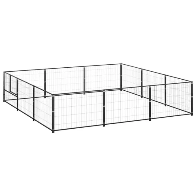 Chenil extérieur cage enclos parc animaux chien noir 9 m² acier Helloshop26 02_