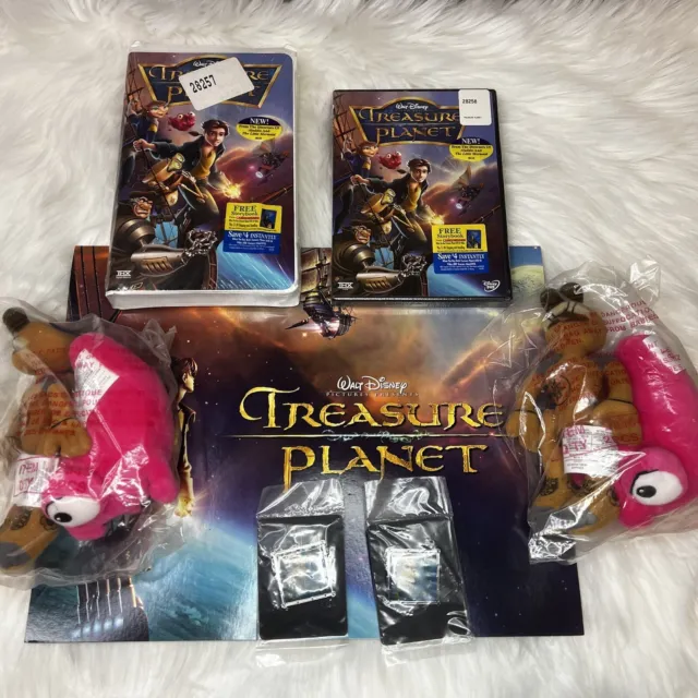 WALT DISNEY Treasure Planet DVD/VHS,Lithograph,Pins & Mini Plush 2003 Bundle
