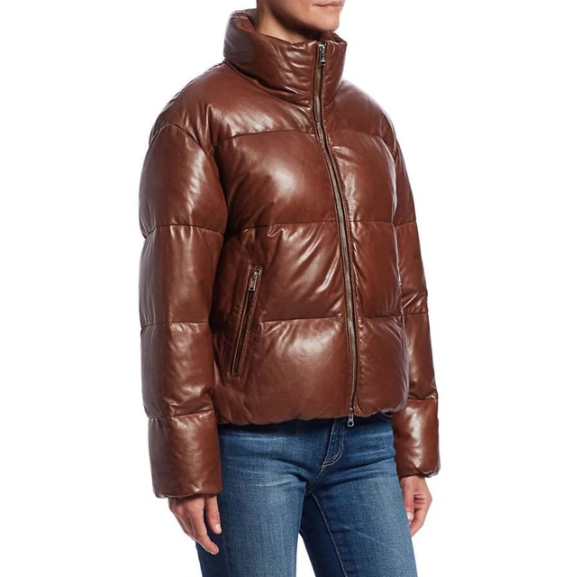 LAMARQUE Iris puffy leather down jacket Dark Cognac Brown Small NWT LAMARQUE Iris puffy leather down jacket Dark Cognac Brown Small NWT