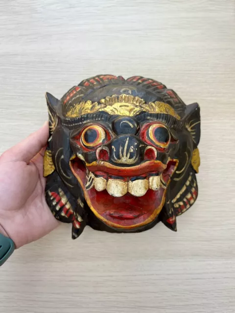 Antique Balinese Temple Rakshasa Raksassa Hinduism Wall Mask Hand Carved Wood