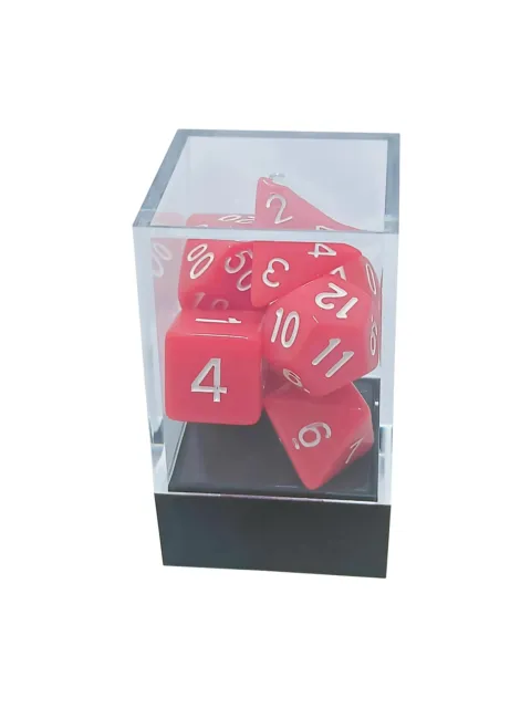 Red Opaque Polyhedral Dice Set with White Numbers