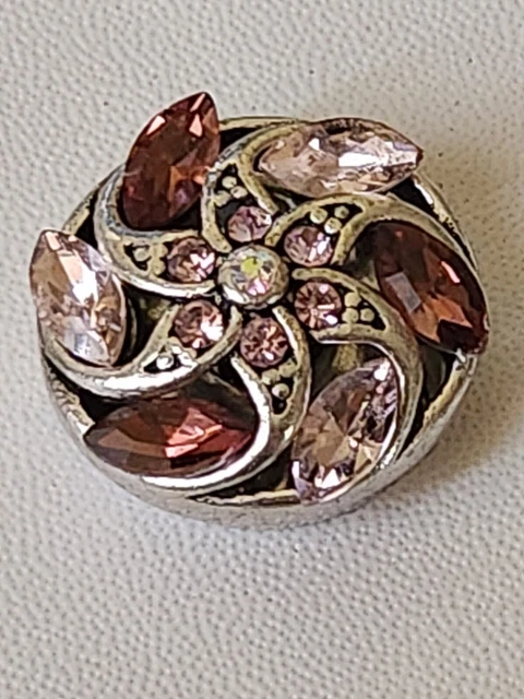 Pink Snap Blingy Rhinestone Jewelry 18mm Button Charm Ginger,  Chunk, Flower