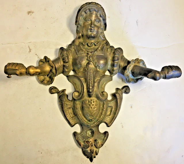 Antique Victorian Figural Brass Wall Mount Holder