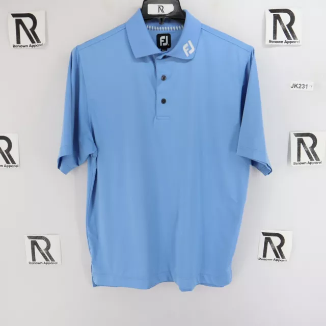 FootJoy FJ Golf Polo Shirt Size S Small Blue Collar Logo Stretch Performance Men