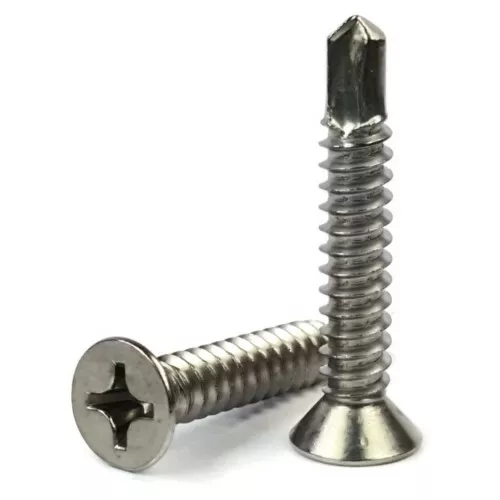 #10 Self Drilling Screws - Stainless Steel Phillips Flat Head TEK - Select Size