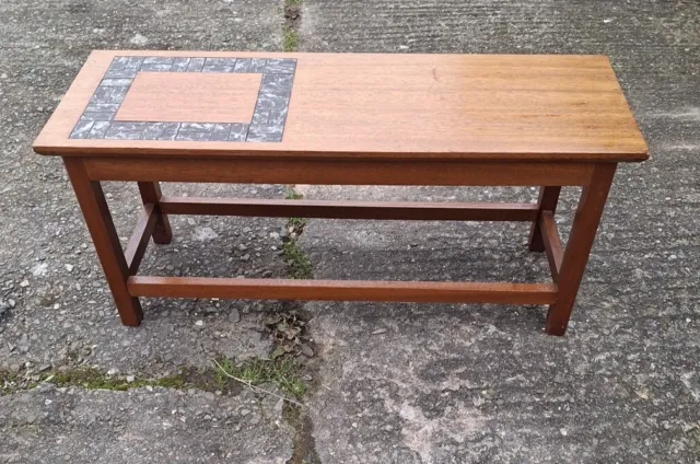 Vintage Mid-Century 1970's  Teak Tiled Top Coffee Table
