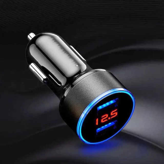 LED Digital Voltmeter Dual Ports 31A USB Car Charger 12V/24V Aluminum Alloy 3