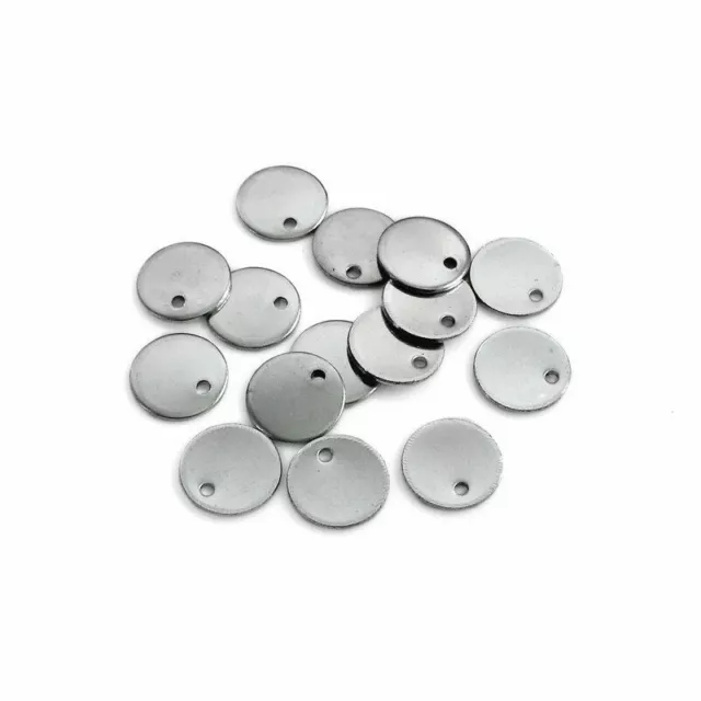 50 / 100 Small 10mm Stainless Steel Round Blank Stamping Tags Charms
