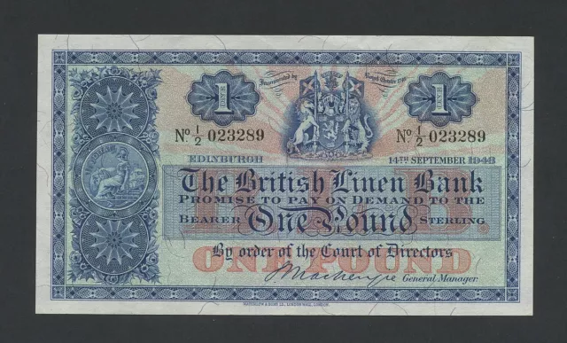 SCOTLAND £1 note 1948 British Linen Bank Uncirculated Banknotes