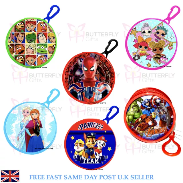 Children's Coin Wallet Purse Clip PVC Round Avengers Frozen Toy Story Spiderman