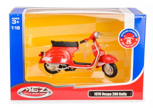 1976 Vespa 200 Rall Italian Bike Scooter Model Toy Diecast Red 1:18 MSZ