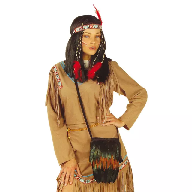 Indianerin Handtasche Indianer Tasche mit Federn Pocahontas Umhängetasche Kostüm