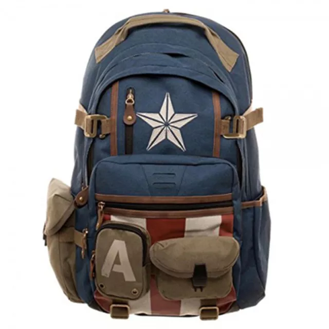 Marvel Captain America Backpack Avengers Zipper Schoolbag Shoulder Bag Rucksack