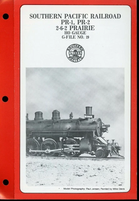 Westside Model G-File No 19 Southern Pacific Railroad PR-1 PR-2 2-6-2 Prairie HO