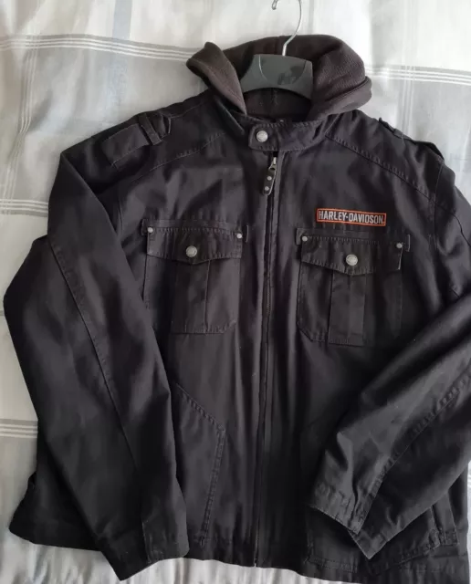 Harley Davidson Mens Road Warrior Jacket With Removable Short Sleeve Hoodie XL