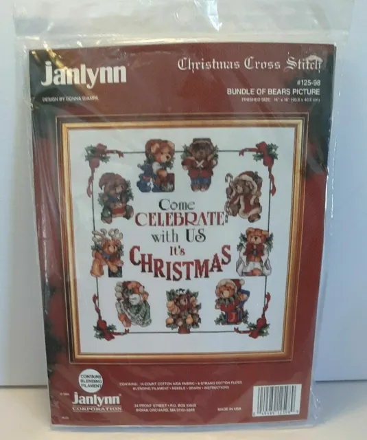 NUEVO JANLYNN Navidad Contada Punto de Cruz ""Paquete de Osos"" Kit de Imágenes #125-98