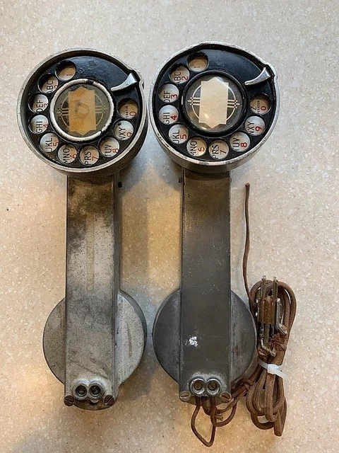 2 Antique Vintage Automatic Electric Telephone Metal Lineman's Test Set Butt Set