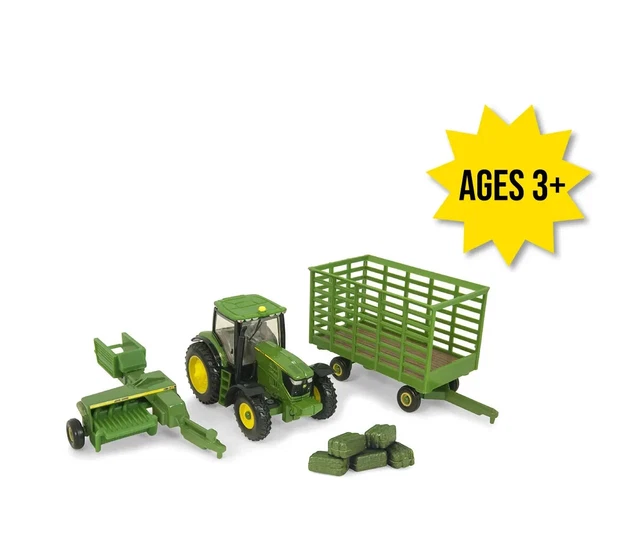 John Deere 1/64 6210R With 338 Baler & Bale Wagon Part Number: Tbe45439