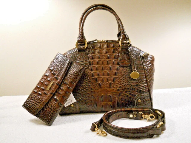 NWT BRAHMIN Tyler Truffle Leather Handbag & Checkbook Wallet Set