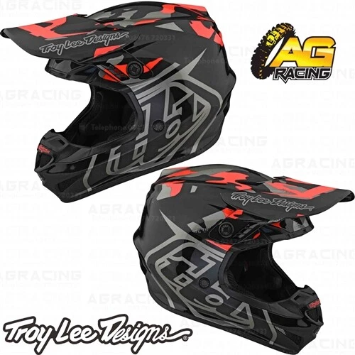 Troy Lee Designs 2022 GP Helm Überlastung Camouflage schwarz Rakete rot Motocross Enduro