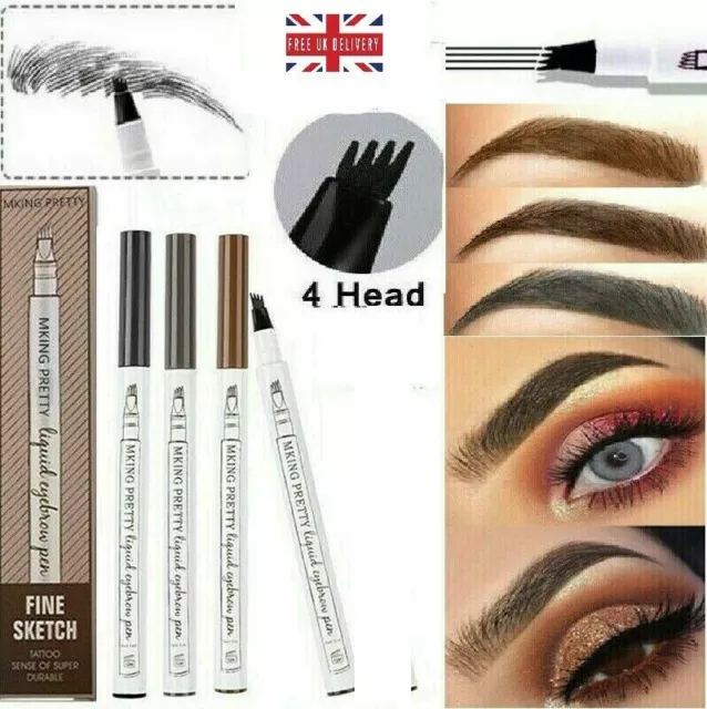 Microblading Tattoo Eyebrow 3D liquid Ink Pen waterproof 4 fork pencil brow UK