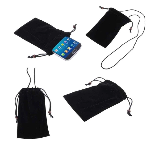 Housse Avec Cordon Collier Pour Nokia 3310 (2017) Dual - Tissu Velours Noir, Protection Anti-rayures