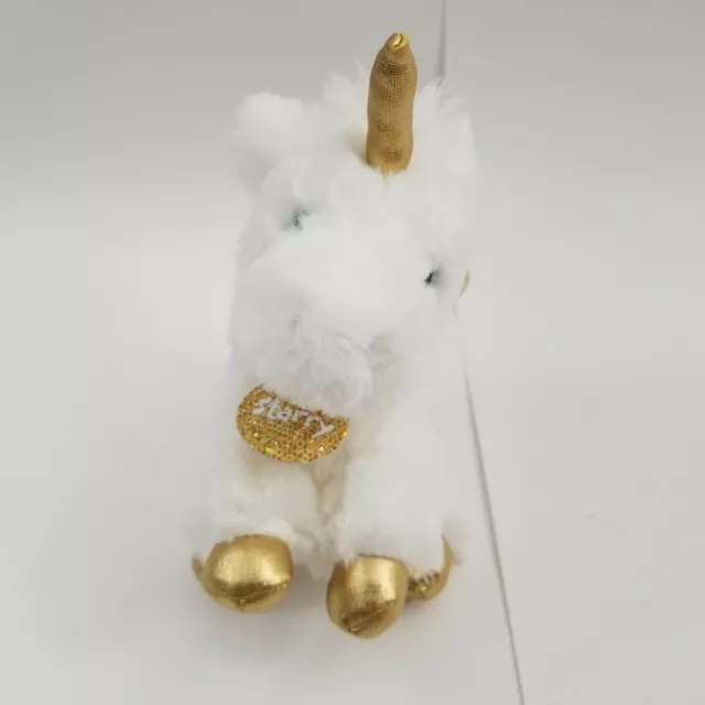 Justice Pet Shop Starry the White Unicorn plush toy Gold collar GUND