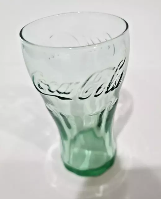 Coca-Cola Coke Glass 4.5" Mini Glass Shot Juice Vintage Green Glass